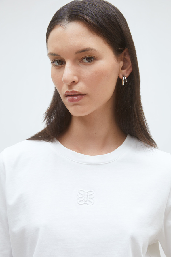 Maroz Tee-shirt uni &agrave; logo brod&eacute; Blanc casse Suncoo