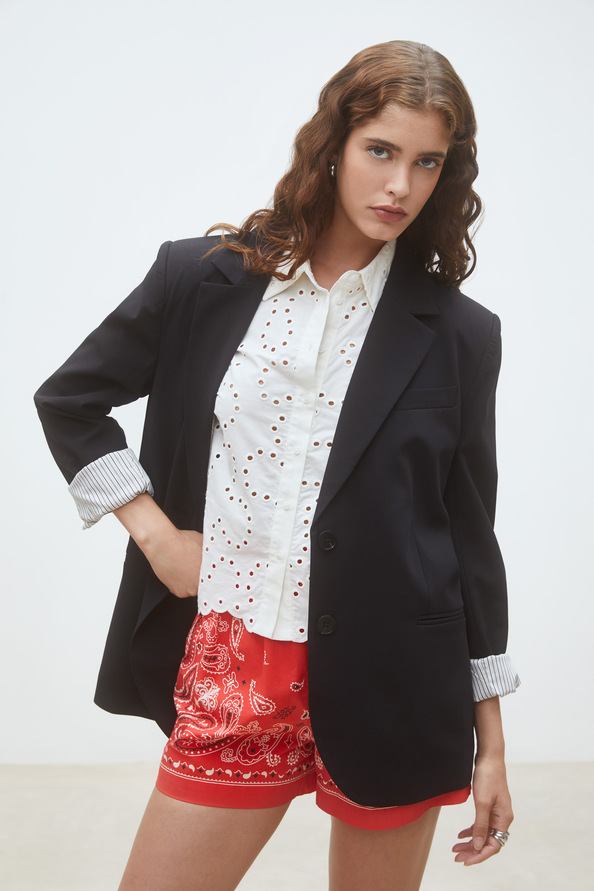 Dwight Veste blazer d&eacute;tails rayures Noir Suncoo