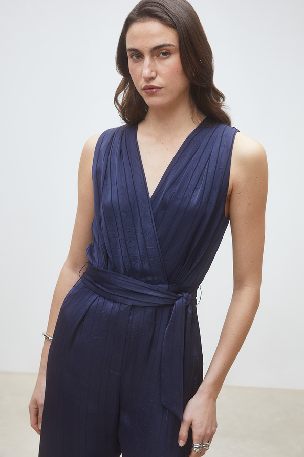 Telma Combinaison pantalon en satin Bleu nuit Suncoo