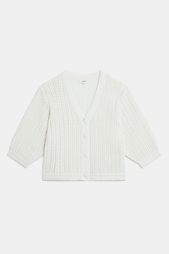 Galama Gilet en maille fantaisie Creme Suncoo