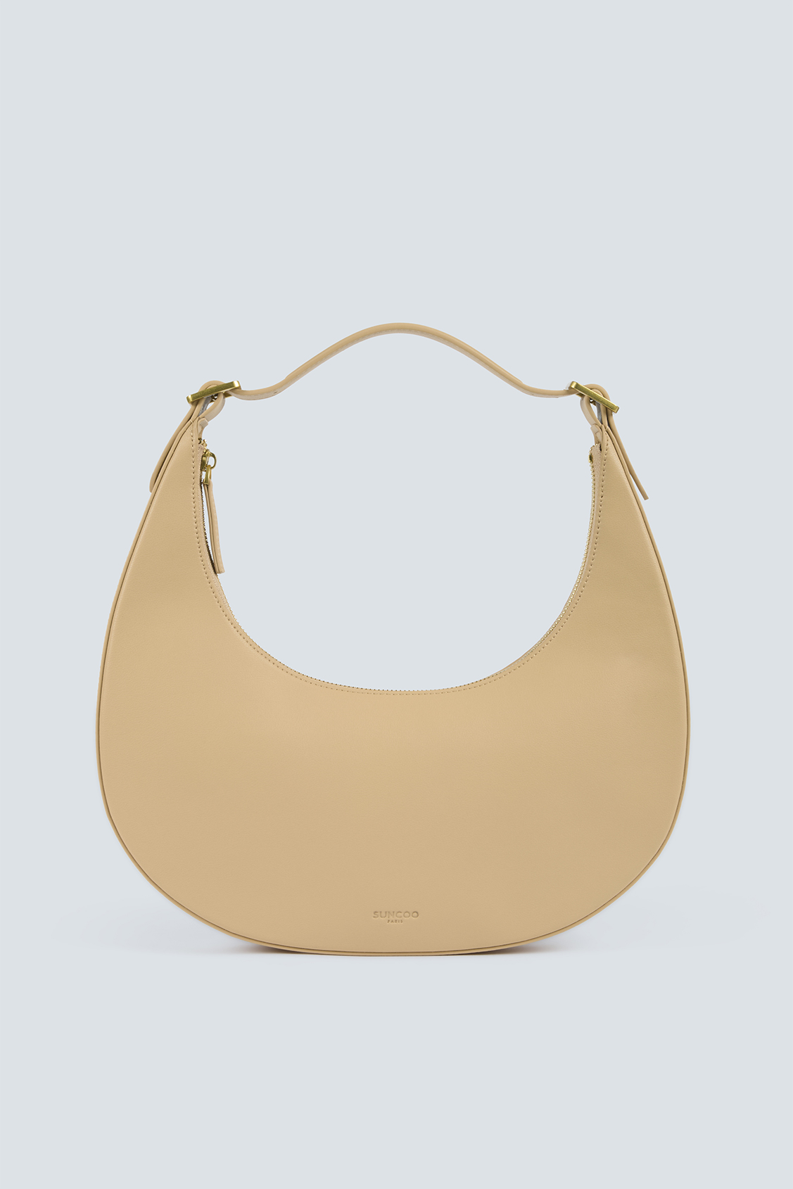 Alba Sac à main demi-lune en cuir beige Beige Suncoo