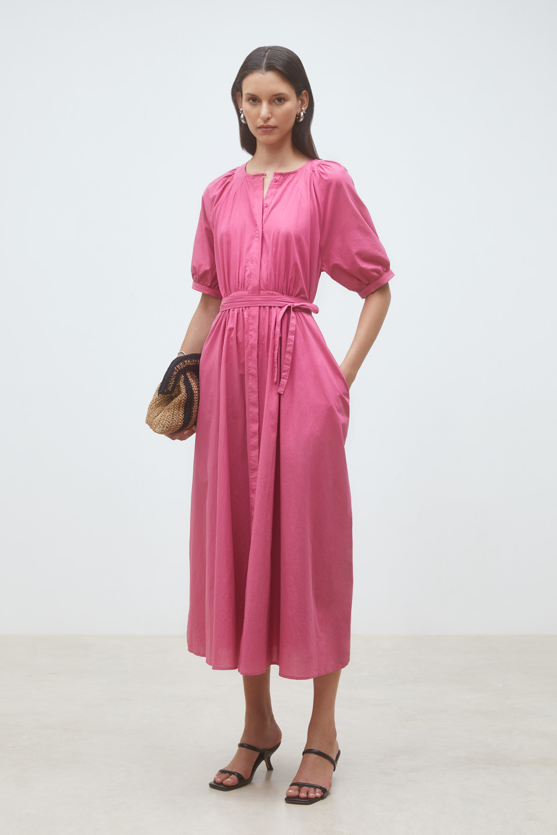 Cassie Robe longue en popeline Bois de rose Suncoo