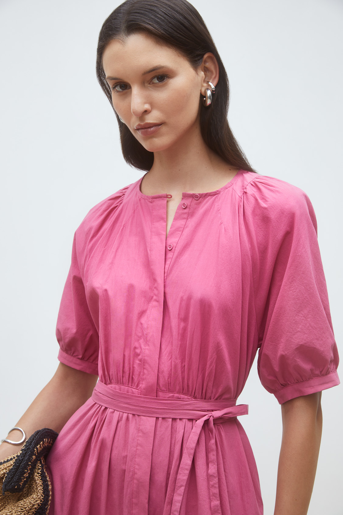 Cassie Robe longue en popeline Bois de rose Suncoo