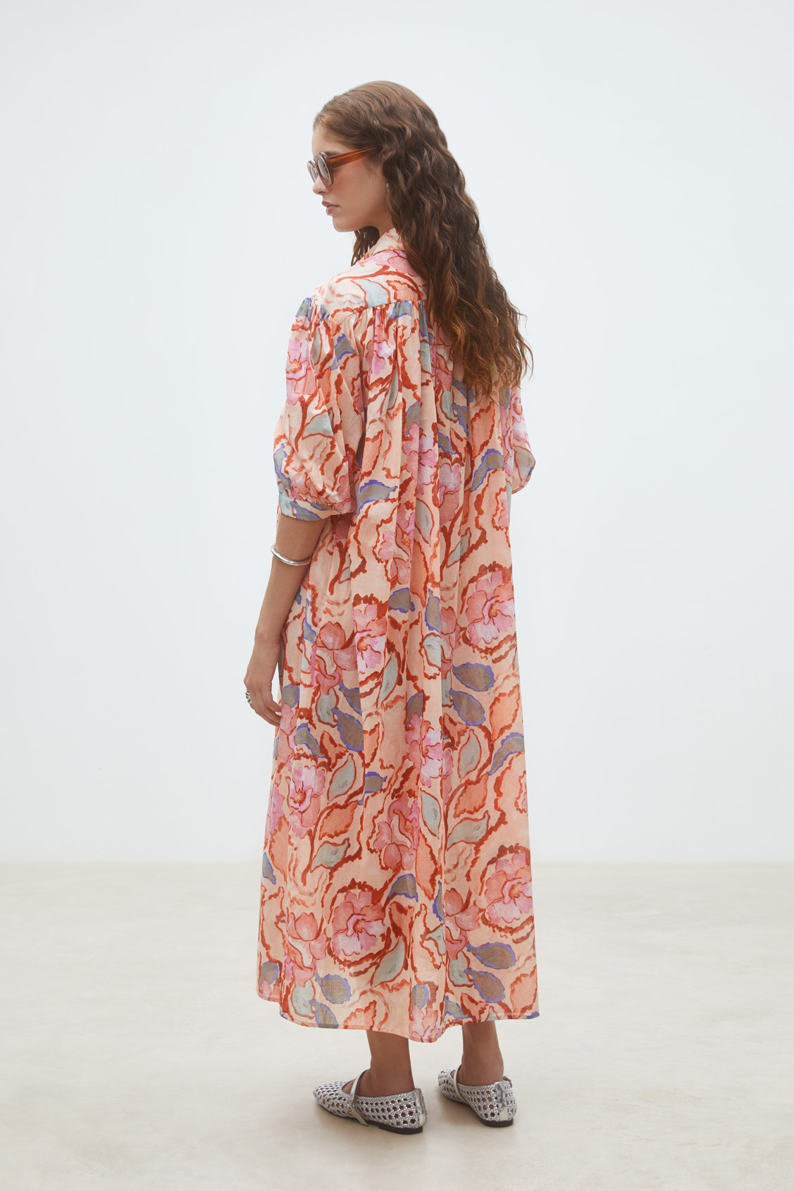 Cadix Robe chemise longue à imprimé fleuri Blush Suncoo