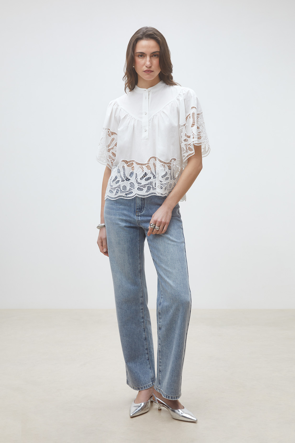 Linda Blouse en popeline Blanc casse Suncoo