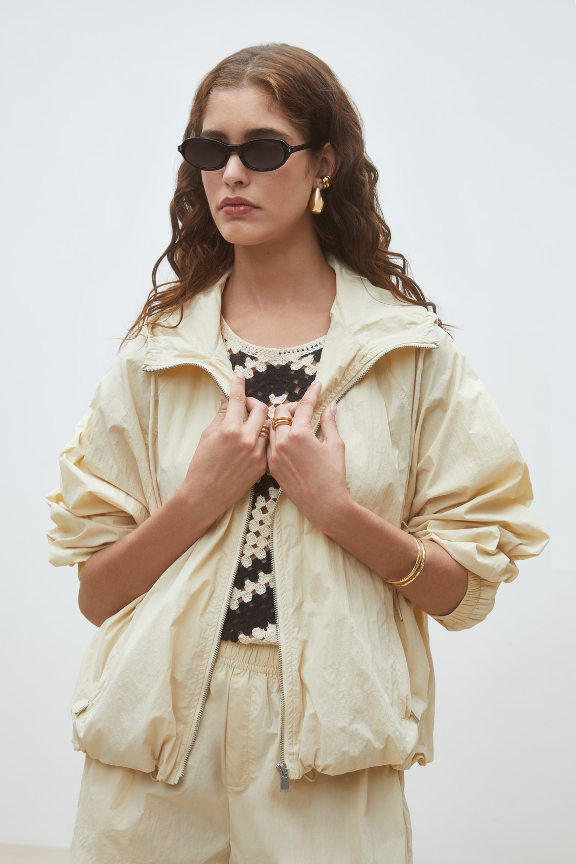 Derek Veste à capuche sportswear Creme Suncoo