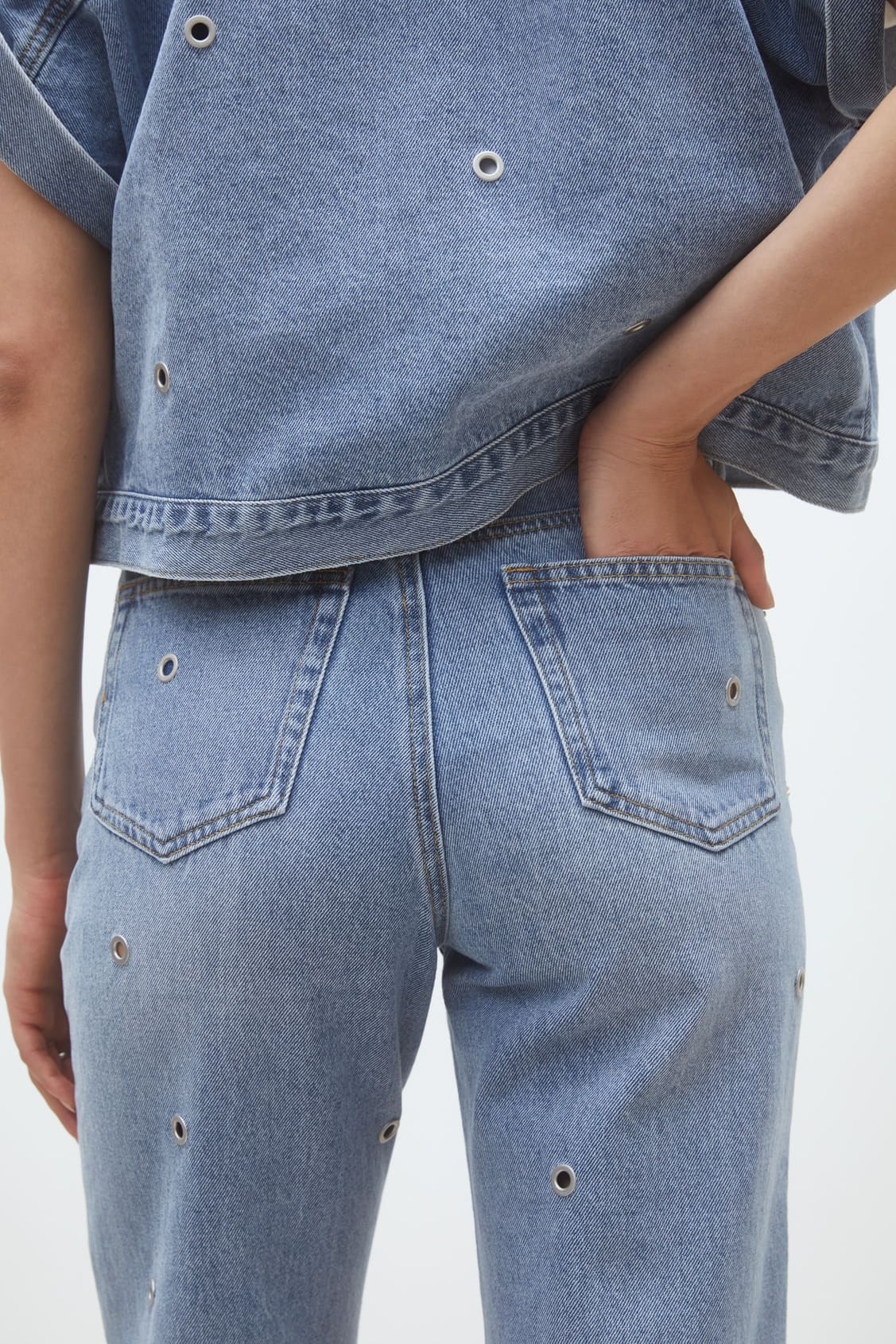 Rayan Jean droit à oeillets Jeans clair Suncoo