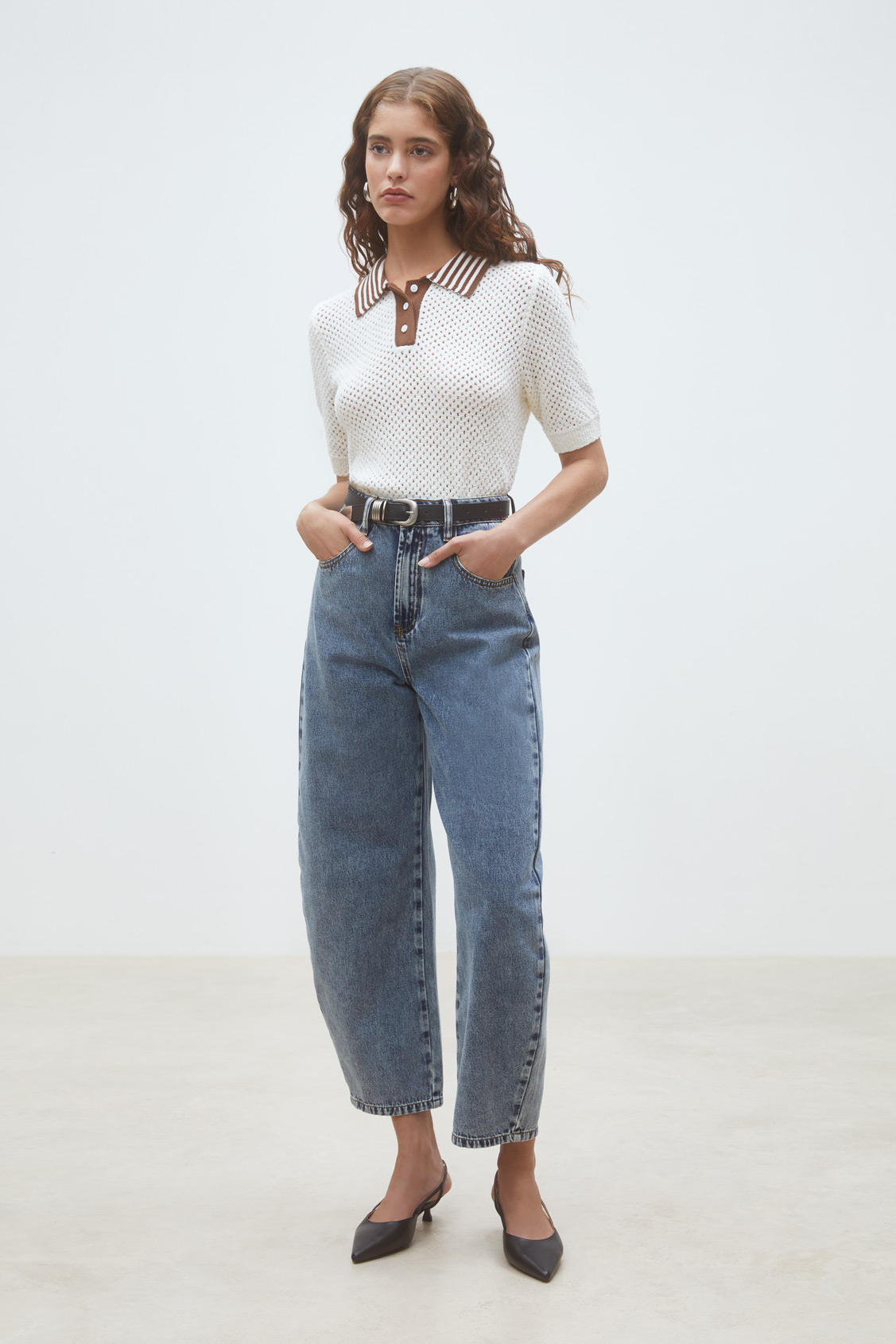 Perigue Pull polo bicolore Blanc casse Suncoo