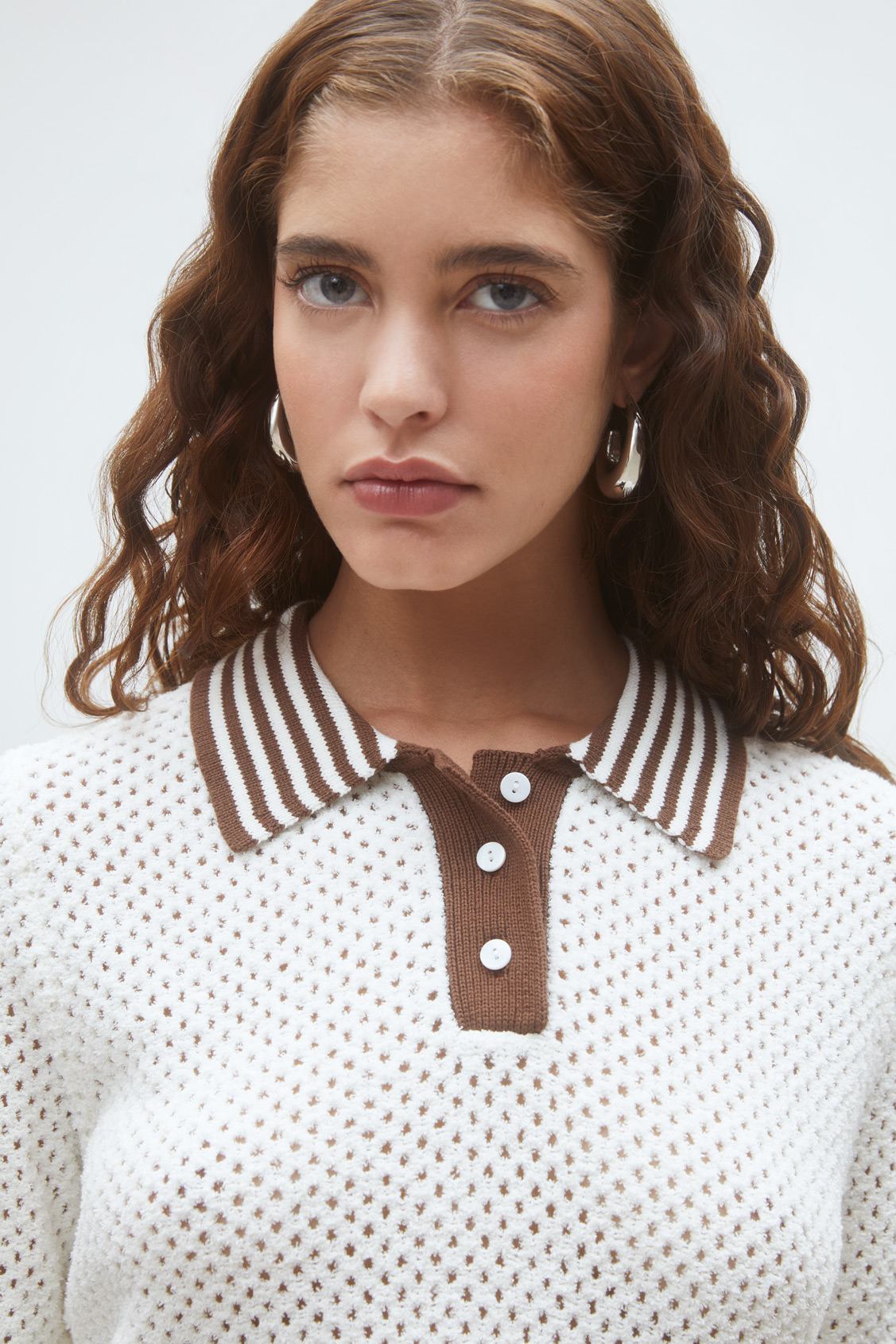 Perigue Pull polo bicolore Blanc casse Suncoo