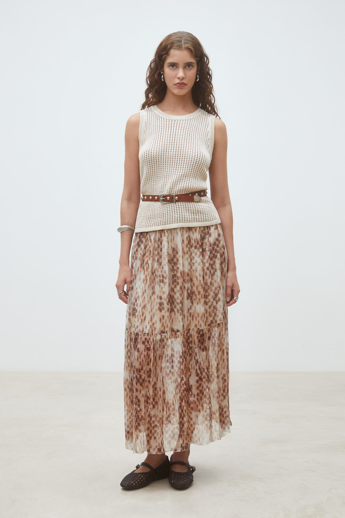 Parikia Top en maille ajour&eacute;e Beige Suncoo