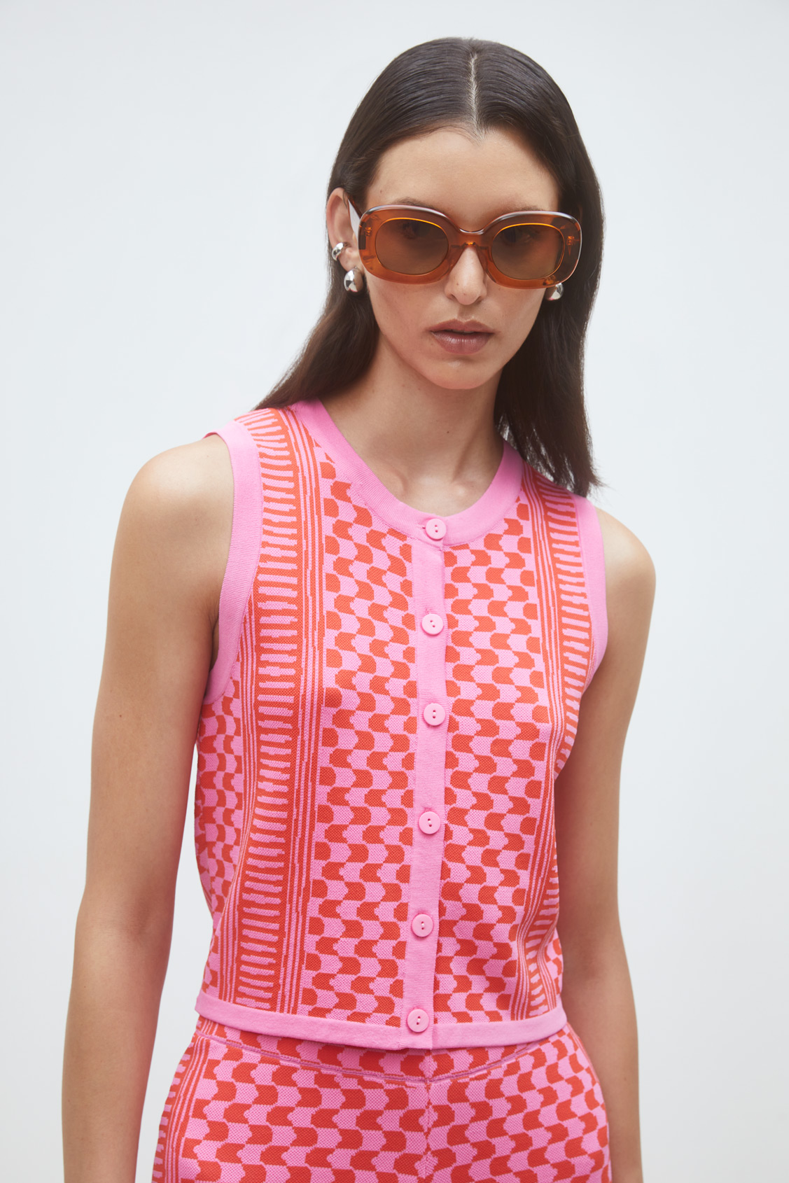 Gablesi Gilet en jacquard sans manches Rose Suncoo