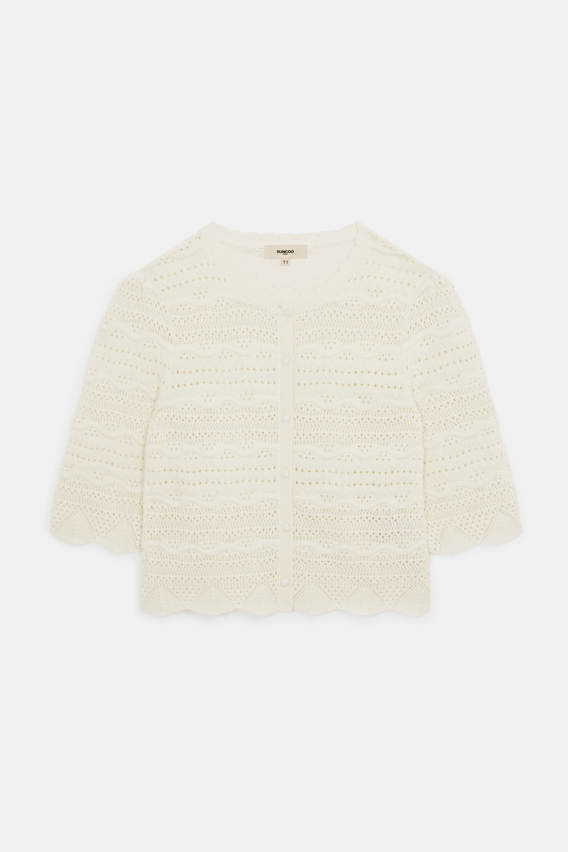 Ganach Gilet fantaisie en maille ajourée Blanc casse Suncoo