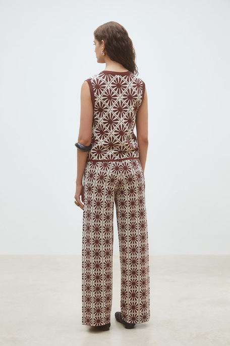 Jasper Pantalon en maille jacquard Chocolat Suncoo