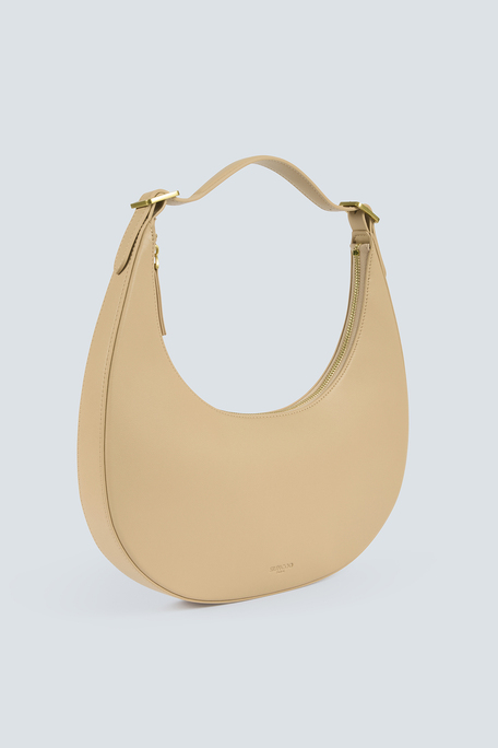 Alba Sac à main demi-lune en cuir beige Beige Suncoo