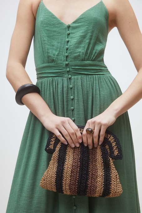 Crest Robe midi en crépon Vert Suncoo