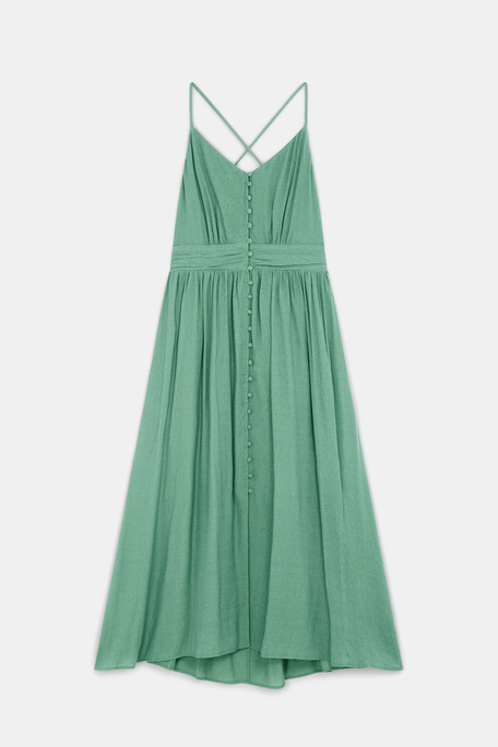 Crest Robe midi en crépon Vert Suncoo