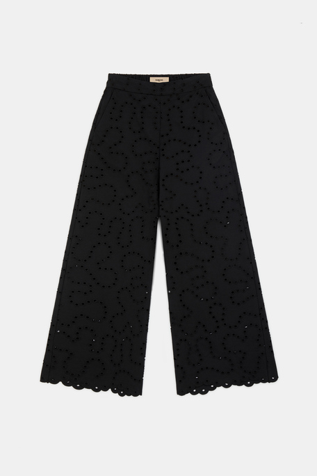 Jane Pantalon à broderies anglaises géométriques Noir Suncoo