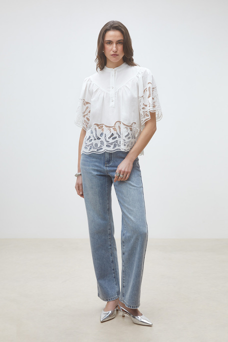 Linda Blouse en popeline Blanc casse Suncoo