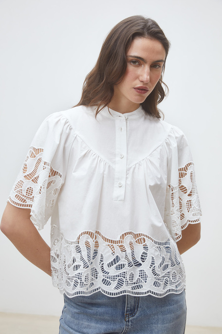 Linda Blouse en popeline Blanc casse Suncoo