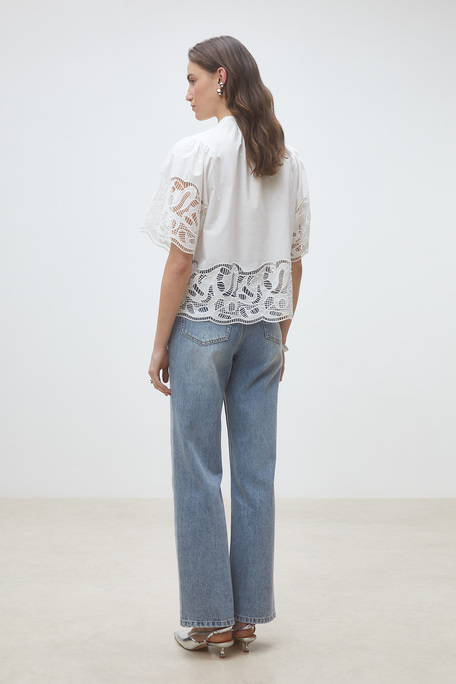 Linda Blouse en popeline Blanc casse Suncoo