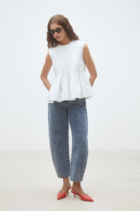 Luigi Blouse sans manches plissée Blanc casse Suncoo
