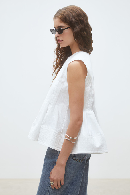 Luigi Blouse sans manches plissée Blanc casse Suncoo