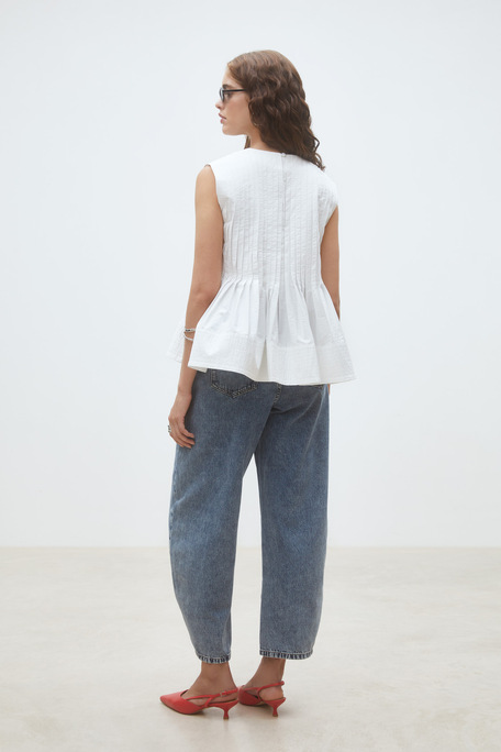 Luigi Blouse sans manches plissée Blanc casse Suncoo