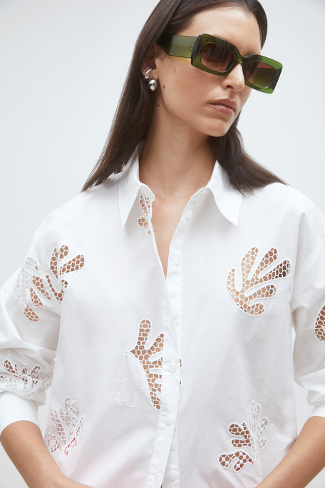 Loula Chemise en popeline brodée Blanc casse Suncoo
