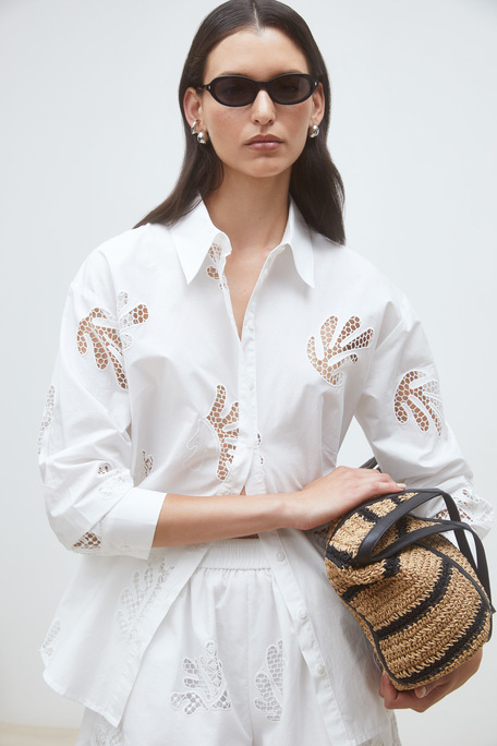 Loula Chemise en popeline brodée Blanc casse Suncoo