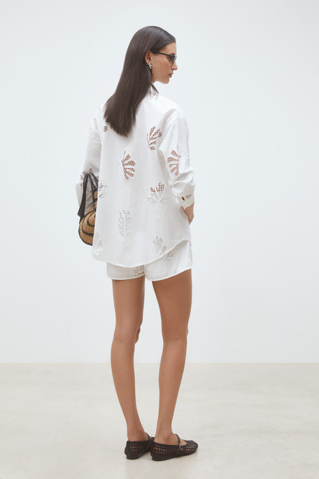 Loula Chemise en popeline brodée Blanc casse Suncoo