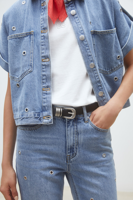 Rayan Jean droit à oeillets Jeans clair Suncoo