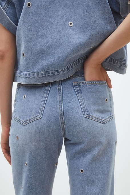 Rayan Jean droit à oeillets Jeans clair Suncoo