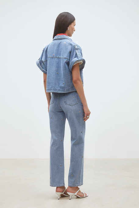 Rayan Jean droit à oeillets Jeans clair Suncoo