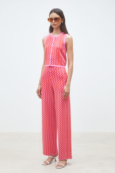 Jonas Pantalon en maille jacquard Rose Suncoo