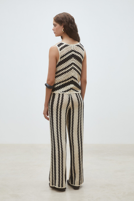 Jequel Pantalon large à rayures fantaisies Creme Suncoo
