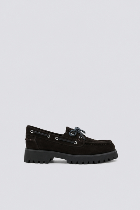 HARVEA Chaussures bateau en cuir café Café Suncoo
