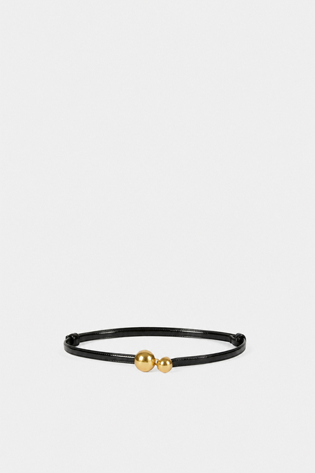 AMINI Ceinture fine en cuir noir Noir Suncoo