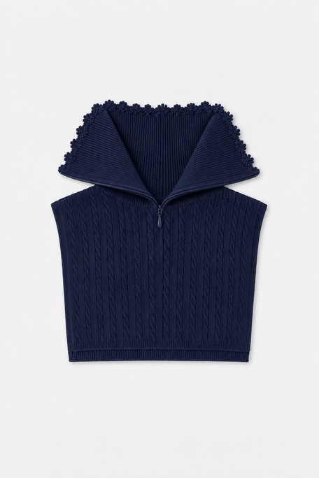 AZRAL Echarpe plastron en laine bleu nuit Bleu nuit Suncoo