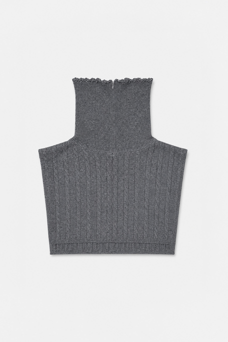 AZRAL Echarpe plastron en laine gris chiné Gris chiné Suncoo