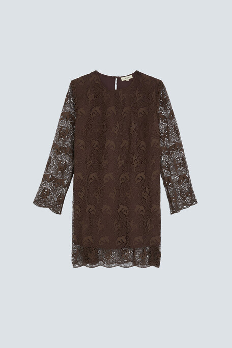 CHILL Robe courte en guipure Chocolat Suncoo