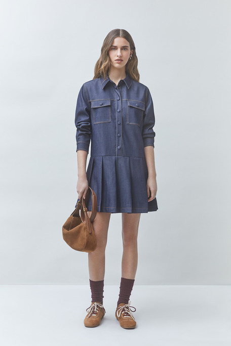 CREW Robe courte en denim Bleu brut Suncoo