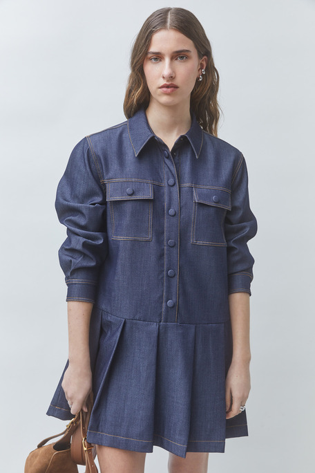 CREW Robe courte en denim Bleu brut Suncoo
