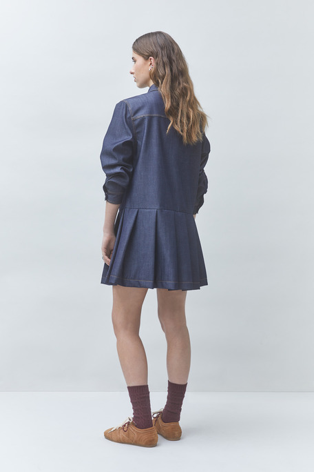 CREW Robe courte en denim Bleu brut Suncoo