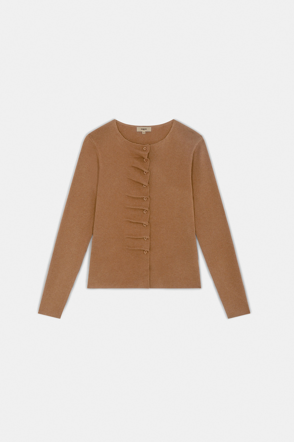 Gamira Gilet boutonn&eacute; &agrave; plis camel Camel Suncoo