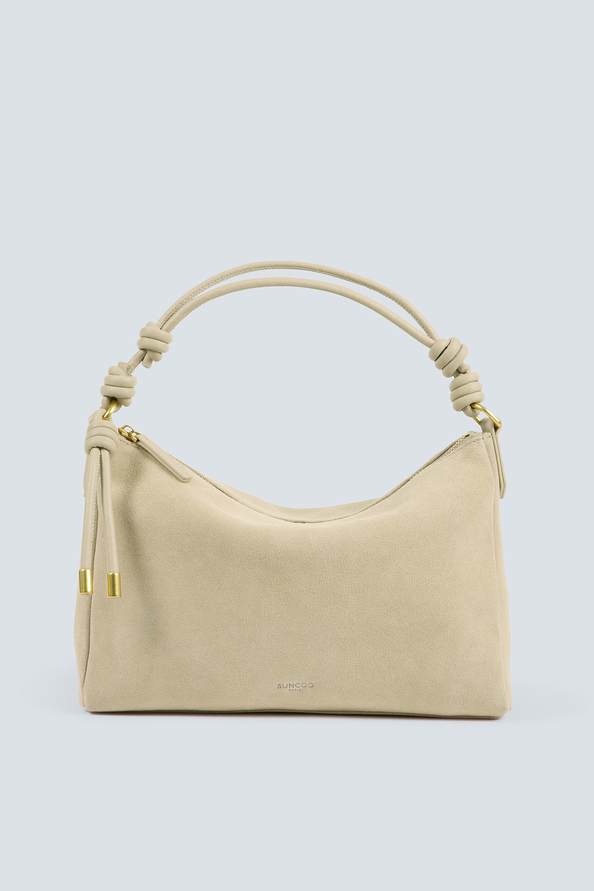 Bianca Sac &agrave; main pochette en daim greige Greige Suncoo