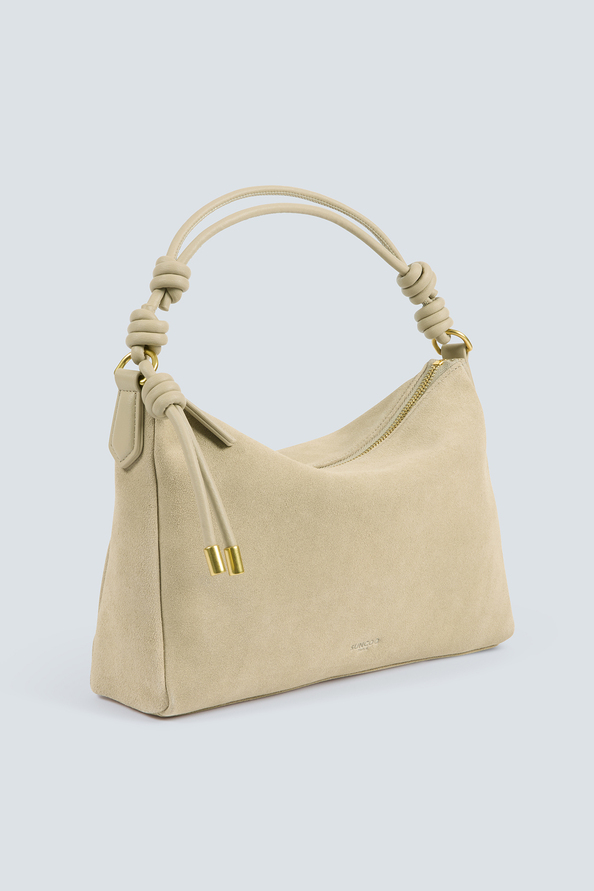 Bianca Sac &agrave; main pochette en daim greige Greige Suncoo