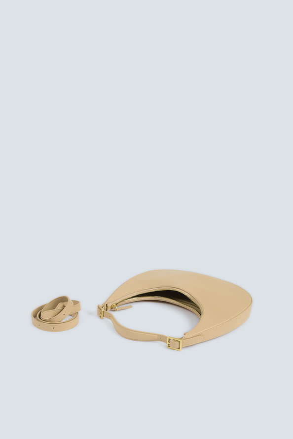 Alba Sac &agrave; main demi-lune en cuir beige Beige Suncoo