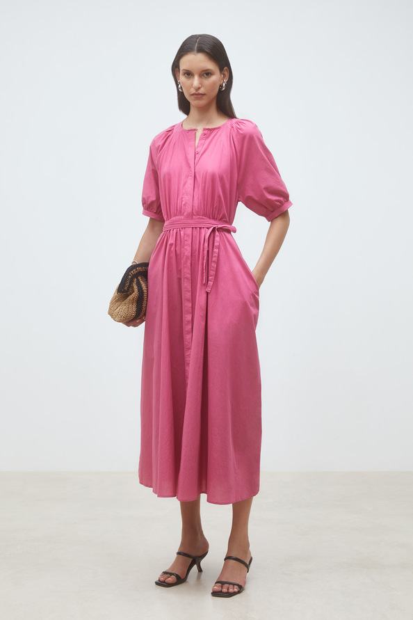 Cassie Robe longue en popeline Bois de rose Suncoo