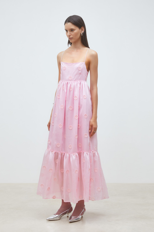Cherish Robe longue &agrave; fleurs brod&eacute;es Rose Suncoo