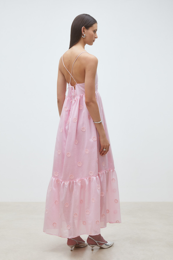 Cherish Robe longue &agrave; fleurs brod&eacute;es Rose Suncoo